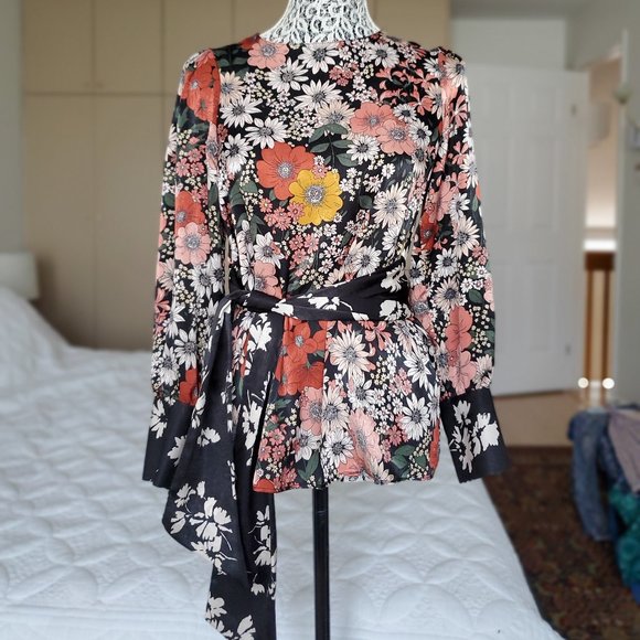 Zara Floral Long Sleeve Blouse - Picture 4 of 11